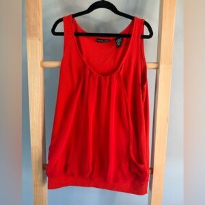 New York & Company Bold Red/Orange Tank Top